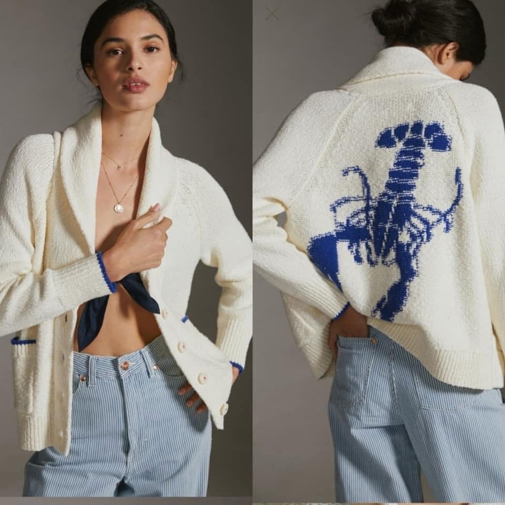 Iconic Anthropologie Maeve Lobster Sweater - Size Small